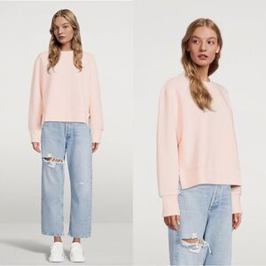VARLEY  Cleon Pink Ribbed Jersey Sweatshirt